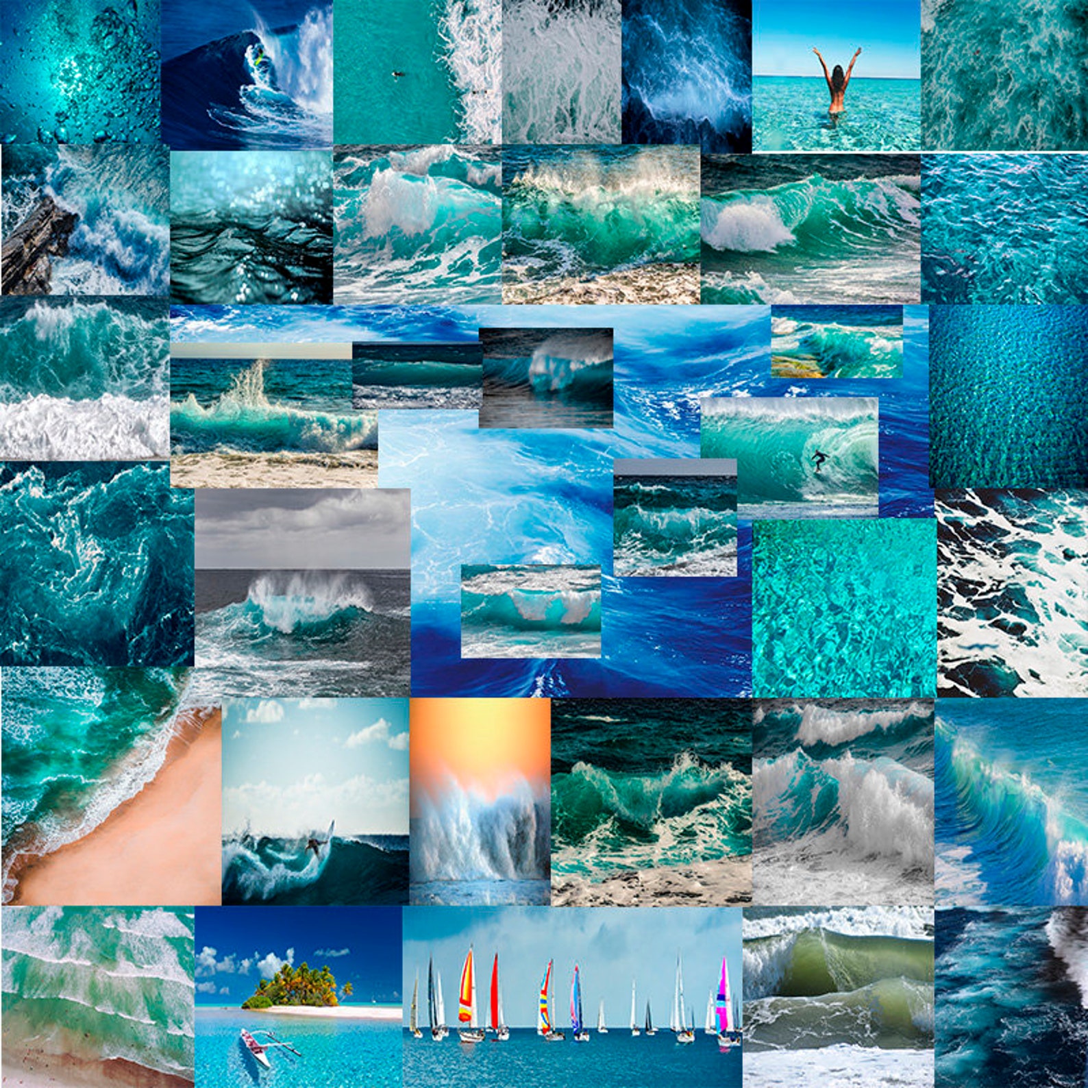 Ocean wave 38 pcs aesthetic photo wall collage kit Instant Etsy