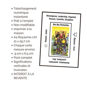 Jeu de tarot imprimable avec mots-clés, feuilles de triche A4, significations des cartes de tarot, débutants, outils de divination. image 7