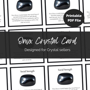 Onyx Crystal information cards for Crystal Sellers & Jewellery makers Printable A4 UK PDF file Packing Inserts, Gemstone Properties meanings