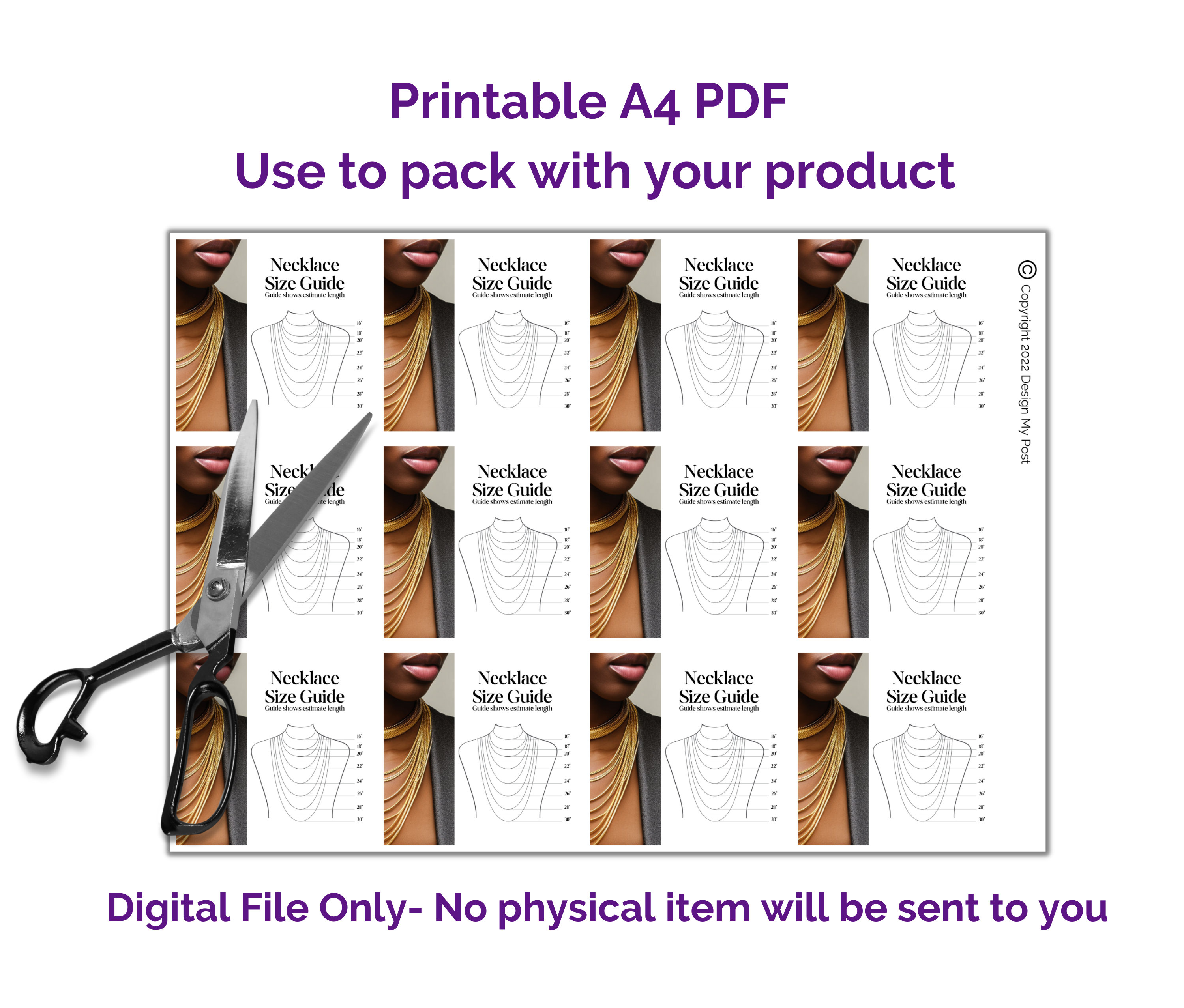 Necklace Length Guide Template Printable Digital Easy to Use - Etsy