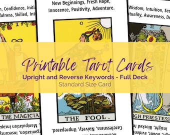Printable Tarot Card Deck: Keywords for Beginners (PDF & PNG)