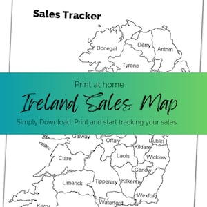 Druckbare Landkarte Irland. Etsy Verkaufstracker. A4 Druck zu Hause. Farbe in Karte. Verfolge deine Bestellungen. Irland Grafschaften. PDF-Datei & PNG-Datei