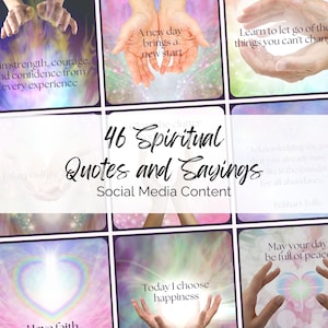 Spiritual Quotes Instagram Template. 46 Spiritual business promotional graphics. Divination Tools, Done for you social media Images.