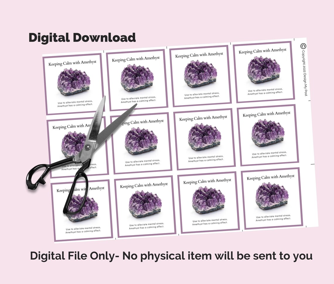 Printable Amethyst Crystal Info Cards for Crystal Sellers &amp; - Etsy UK