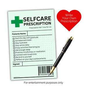 Ausdruckbare Rezept zur Selbstfürsorge. Schreiben Sie Ihr eigenes fürsorgliches Geschenk. In Beutel oder Box. Geschenk für beste Freundin. PNG PDF-Datei, Print at home.