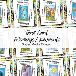 Tarot Instagram Post Vorlage, Tarot Karte Schlüsselwort Bedeutungen Social Media Inhalt für Tarot Leser. Tarot Legung Beiträge 78 Tarot Deck Bilder.