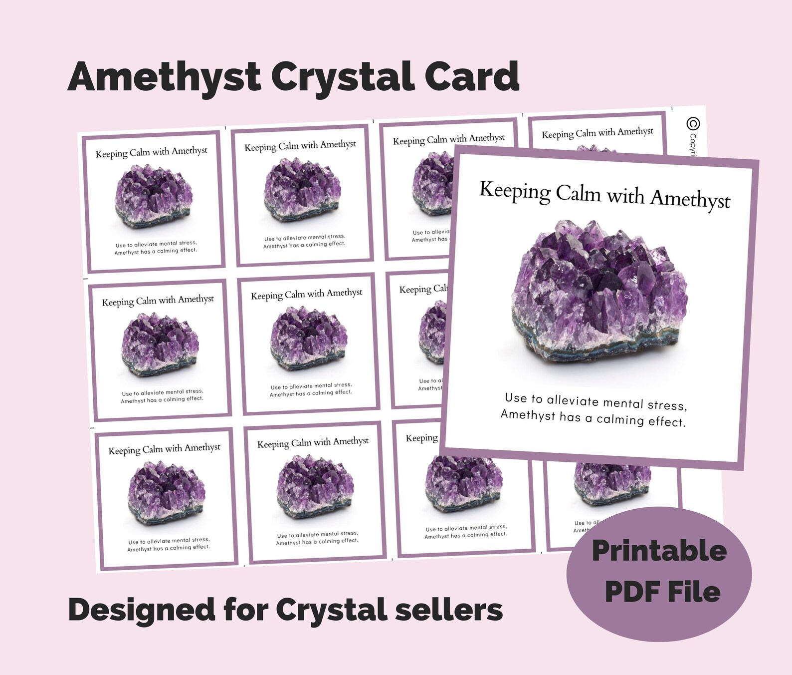 Printable Amethyst Crystal Info Cards for Crystal Sellers &amp; - Etsy UK