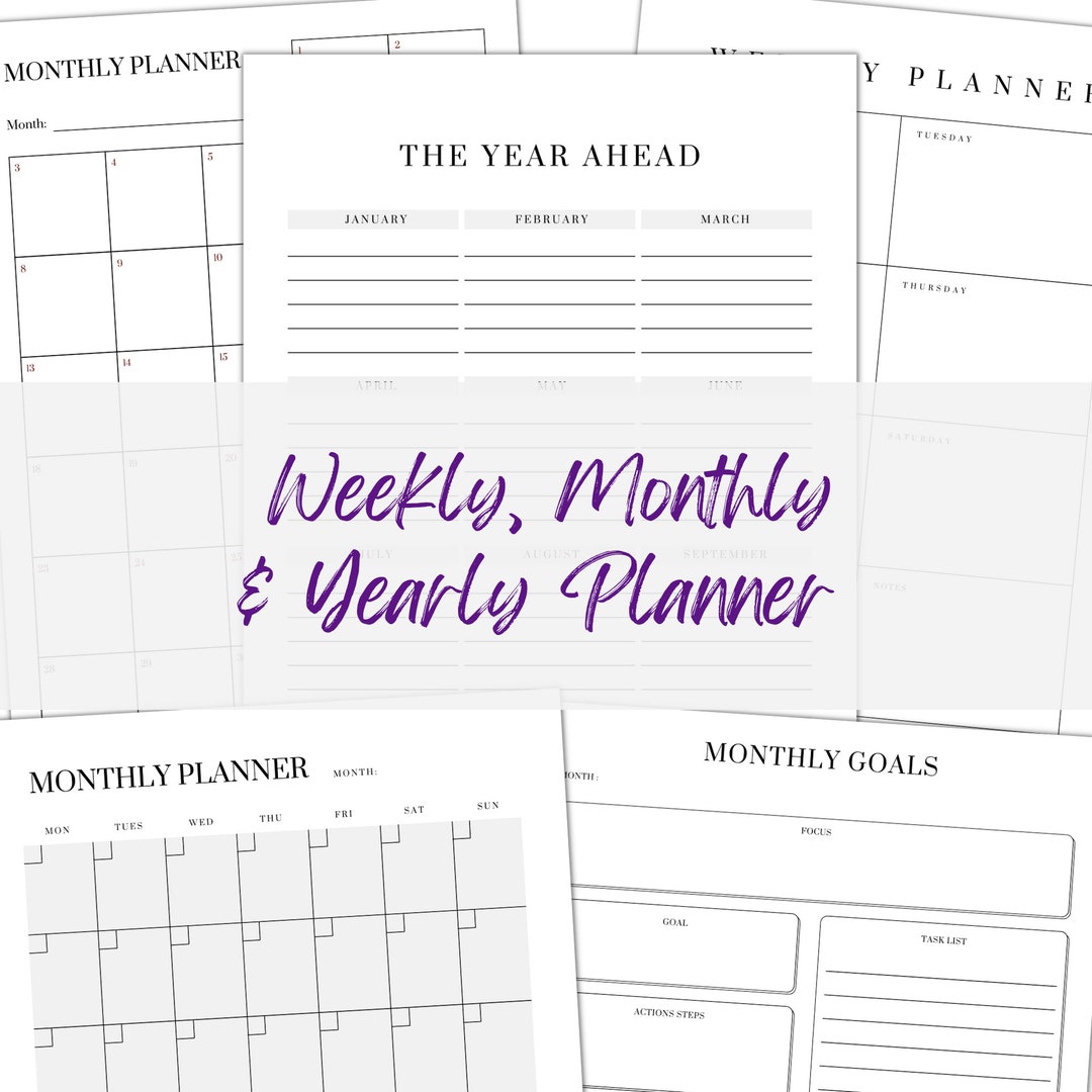 Minimalist Weekly Monthly Yearly Planner: Undated A4 Portrait (PDF ...