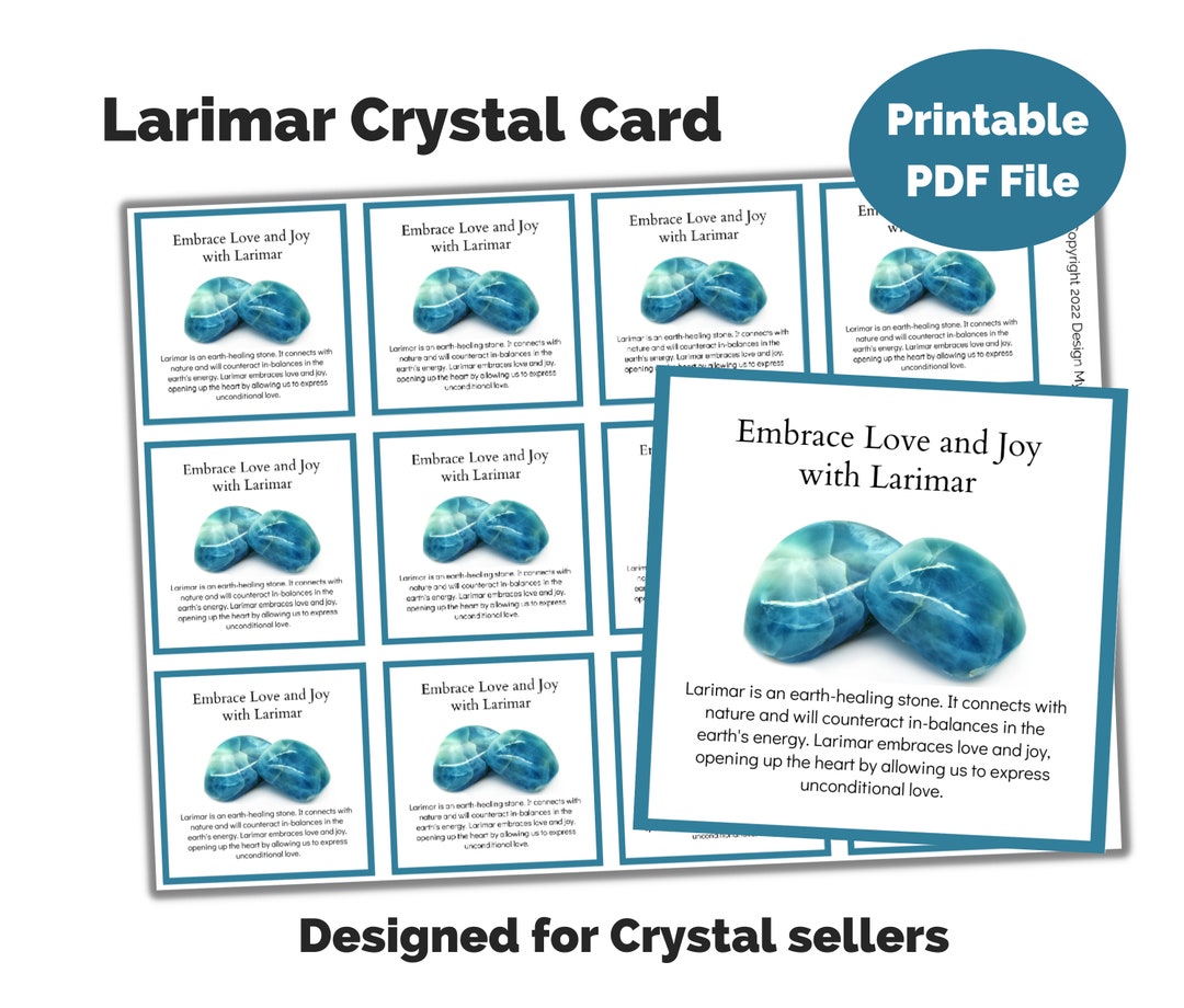 Printable Larimar Crystal Info Cards for Crystal Sellers & - Etsy Australia