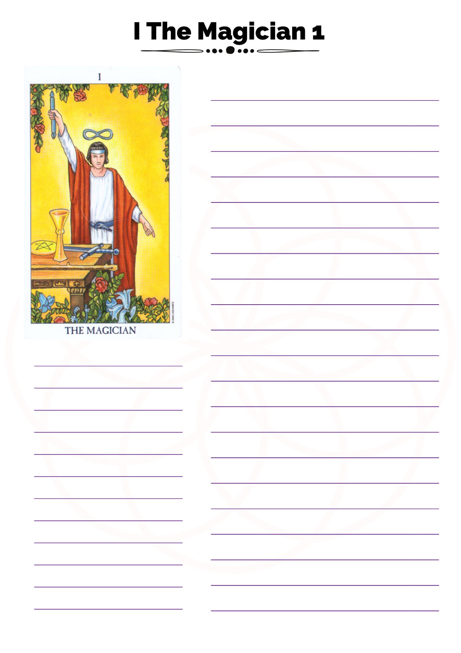Printable Tarot Deck Journaling Worksheets. Coloring Book/ Etsy