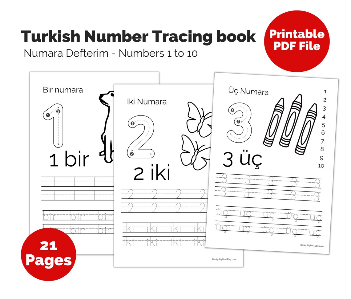 Learn Turkish Number Tracing Workbook. Numara Defterim. 1 to Etsy UK