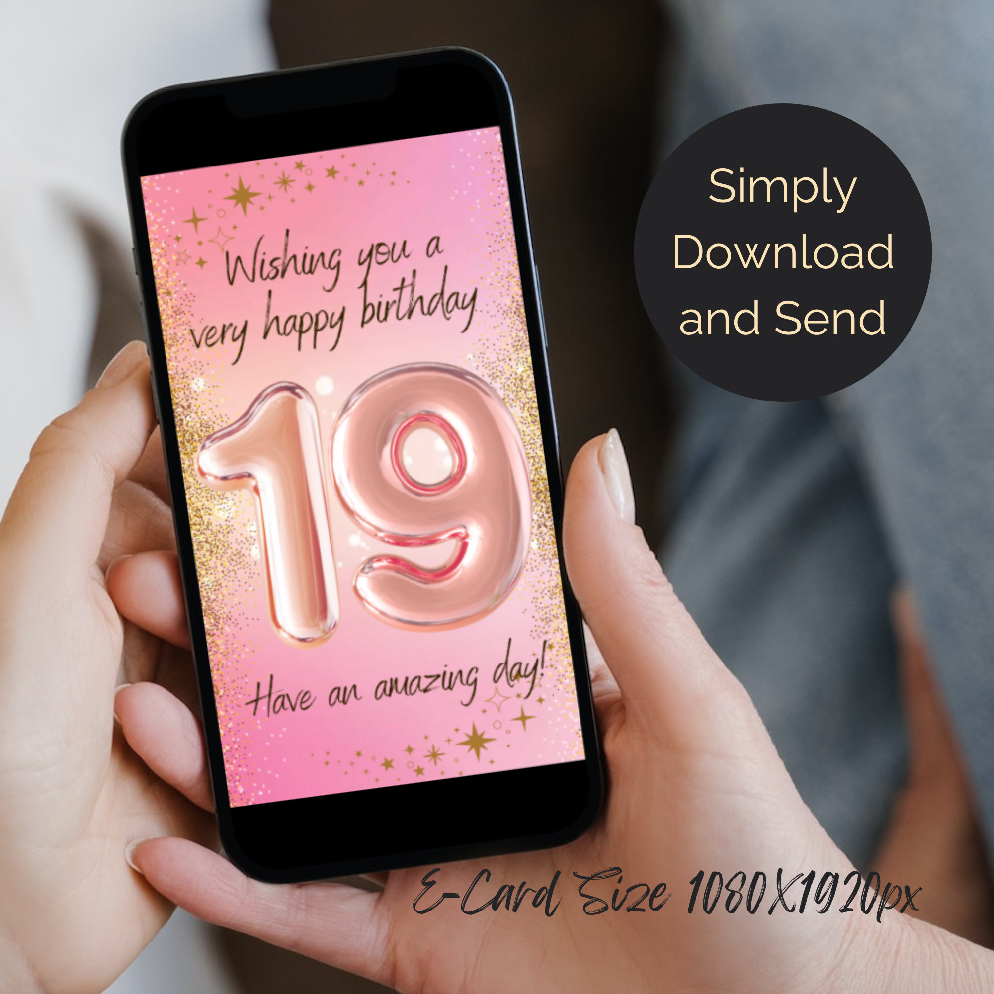 Animated 19th Birthday E-card: Pink Digital Greeting With Sound