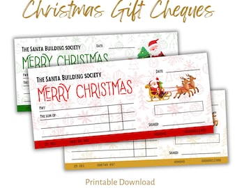Novelty Christmas Cheque, Bankers Draft. Downloadable Printable xmas gifting check/ cheque. Fun Christmas money gift idea.