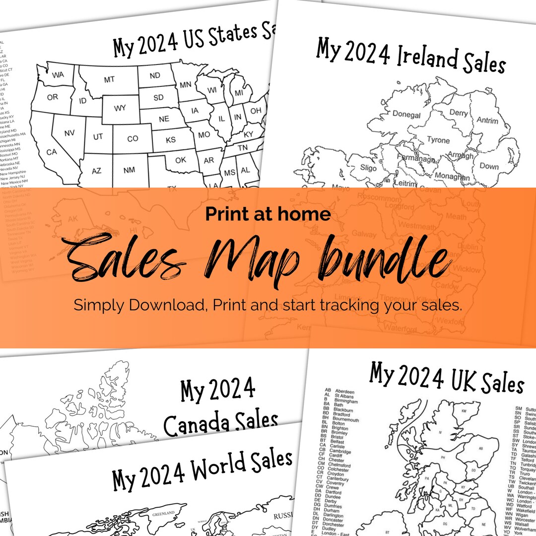 Printable Sales Map 2024 UK US Ireland Canada & World Sales Etsy Sales