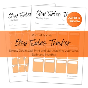 Può includere: Un tracker di vendite Etsy stampabile in formato PDF e PNG A4. Il tracker include sezioni per le vendite giornaliere e mensili, con spazio per registrare gli obiettivi di vendita e le vendite totali. Il tracker è progettato per aiutare i venditori Etsy a tenere traccia dei loro progressi e rimanere organizzati.