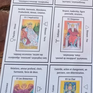 Jeu de tarot imprimable avec mots-clés, feuilles de triche A4, significations des cartes de tarot, débutants, outils de divination. image 9