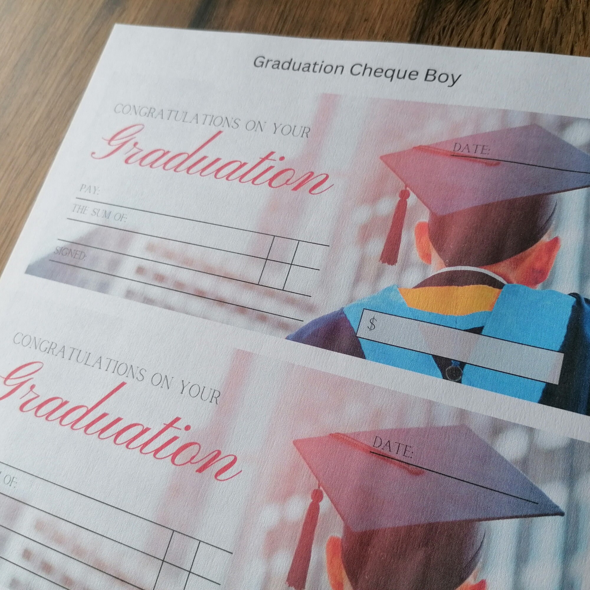 Graduation Gifting Cheque. Printable Blank Cheque. Euros, Pounds and ...