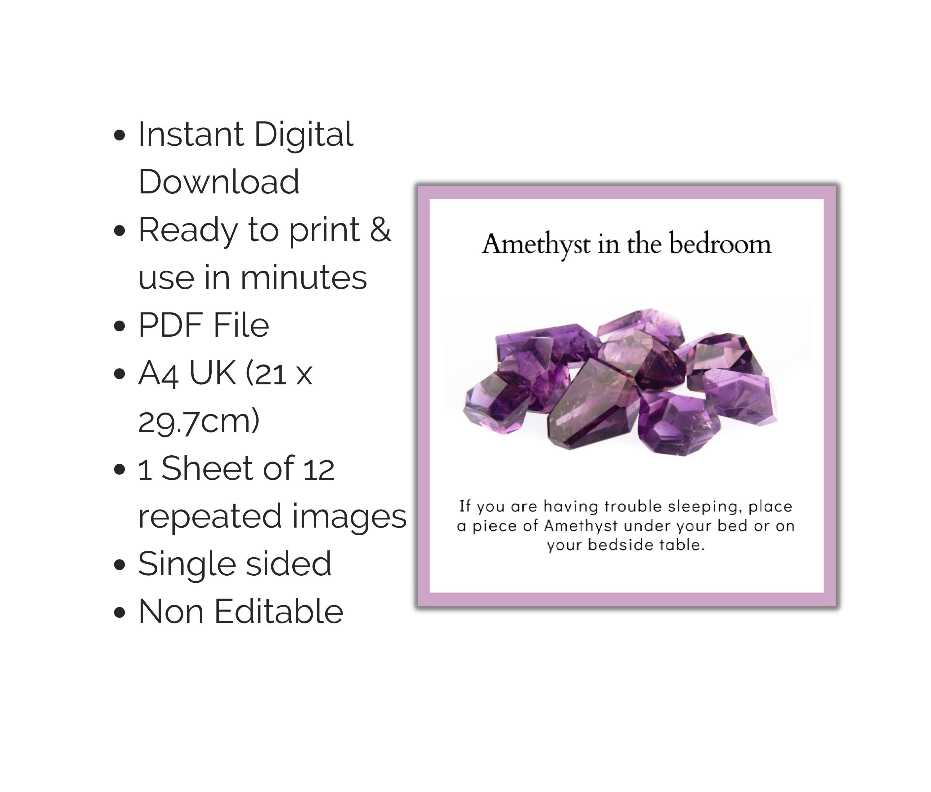 Printable Amethyst Crystal Meaning Card: Jewelry Business Packing ...