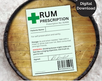 Rum Prescription Label: Funny Novelty Gift (Digital Download)