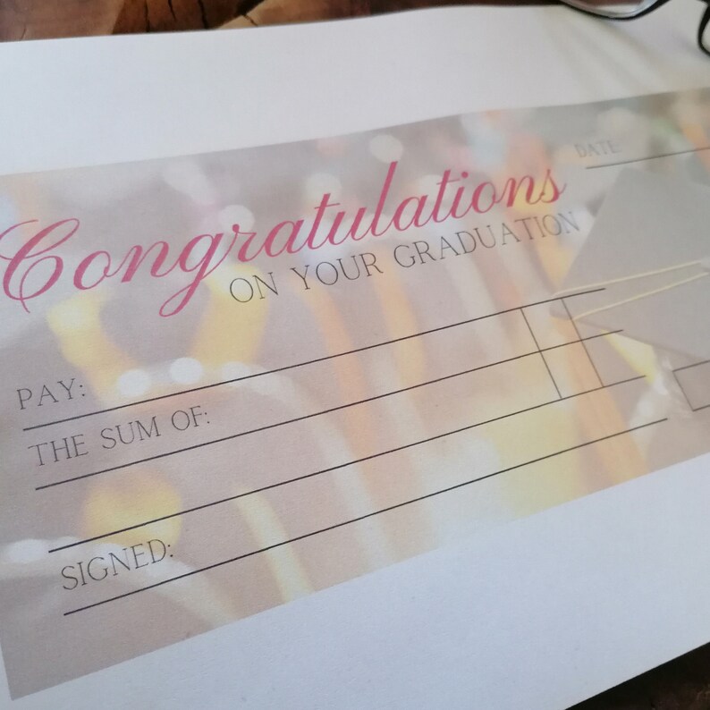 Oversized Graduation Cheque Printable Gifting Blank Check ...