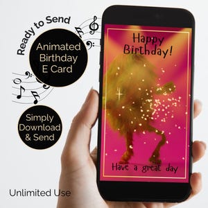 Geburtstag Video E-Card animiert mit Ton, Happy Birthday Melodie Tanzen Disco Monster Teenager digitale Grußkarte Gruß eCard für Jugendliche.