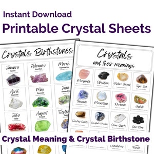 Printable Crystal Meanings &amp; Birthstones PDF Cheat Sheet. A4 - Etsy UK