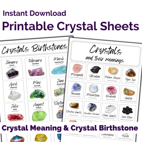 Printable Crystal Meanings &amp; Birthstones PDF Cheat Sheet. A4 - Etsy