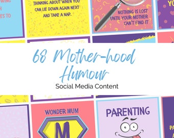 Motherhood Quotes Instagram Template Funny parenting memes Ready made social media graphics for mom, Cartoon style Templates, PNG Download