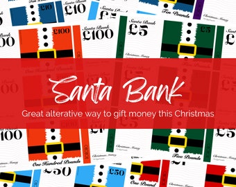 Afdrukbare bankbiljetten van de kerstman: cadeau voor kerstgeld (pdf)