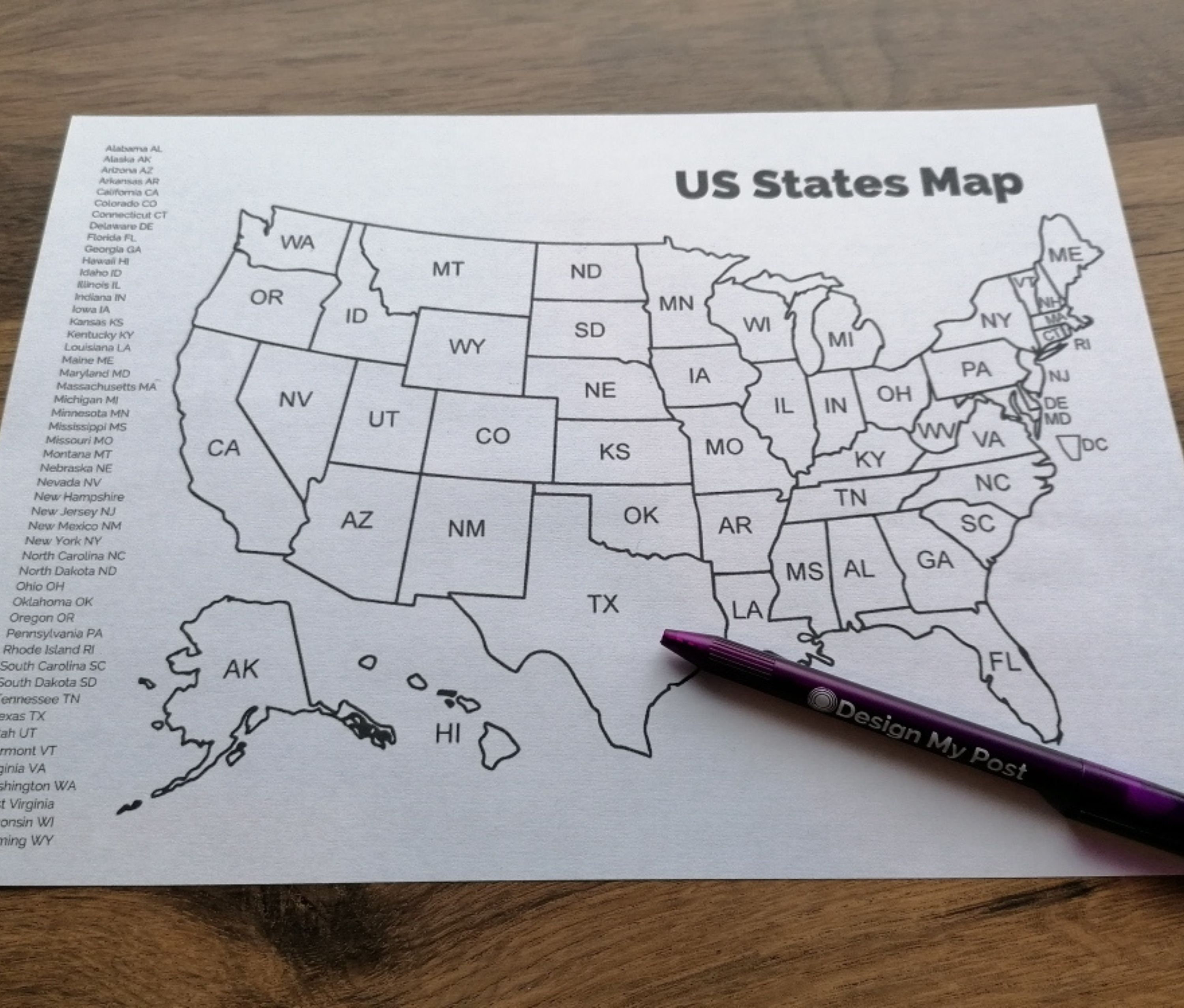 Printable US States Map. Etsy United States Sales Tracker. A4 Etsy