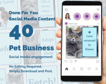 Pet Business Instagram Template, Done for you Quotes, sayings and captions for your Pet business social media feed. No editing needed