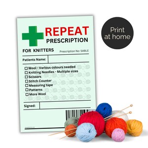 Knitters Rezept Etikett. Rapport für Leute die stricken. In Beutel oder Box. Spaß druckbares Geschenk. Zuhause ausdrucken.