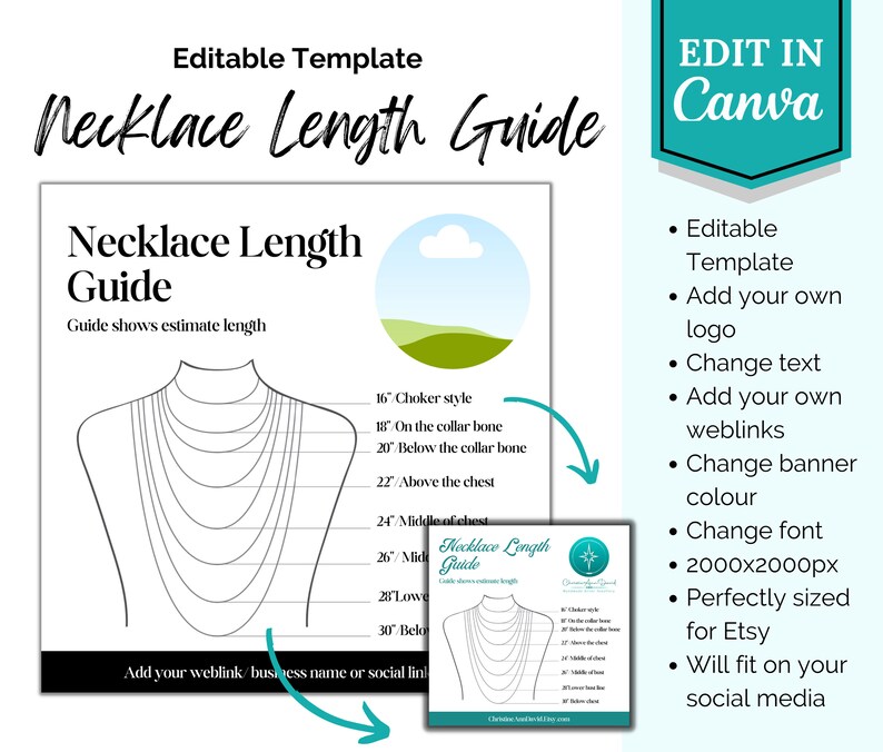 Editable Necklace Size Guide Printable and Digital Template - Etsy