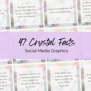 Socialmedia-inhoud van Crystal Sellers, sjabloon voor Instagram- en Facebook-feed. Klaar voor jou, groenblijvende graphics. Feiten over berichten over edelstenen