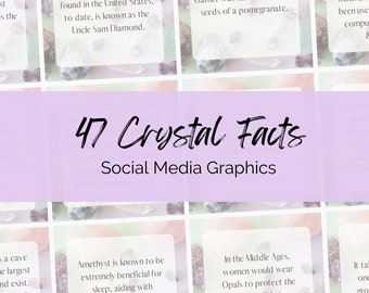 Crystal Verkäufer Social Media Inhalt, Vorlage für Instagram und Facebook-Feed. Done for you evergreen Graphik. Fakten über Edelsteine Beiträge