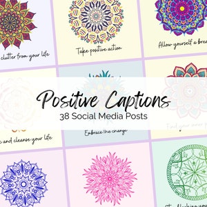Positivity Quotes for Instagram Template. 38 Ready To Post Social media Motivation Graphics, Perfect for engagement. In pastel colours.