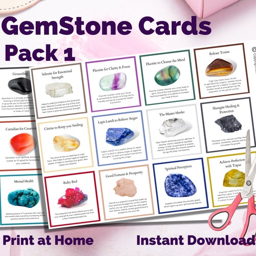 Printable Gemstone Cards for Sellers. Print at Home PDF A4 - Etsy UK