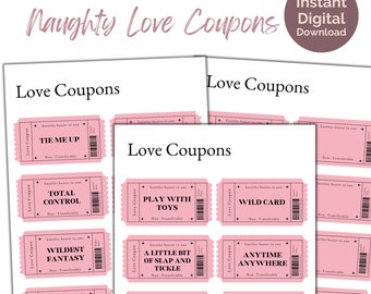 Naughty Love-bonnen. Nieuw cadeau voor sexy koppels. Grappig cadeau voor dierbaren. Digitale download, PNG- en pdf-bestand, Thuis afdrukken, Niet bewerkbaar