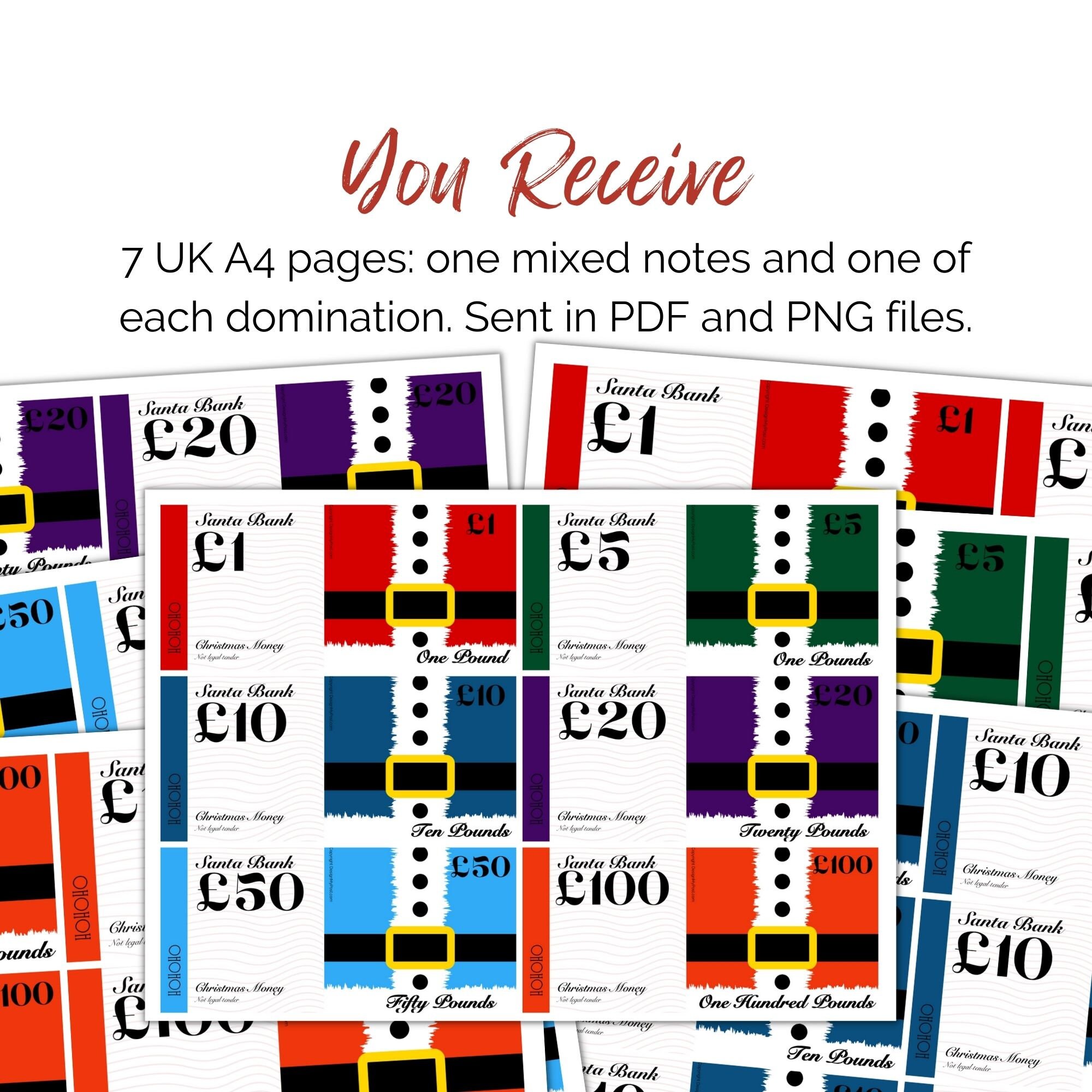 Printable Christmas Money Santa Bank Notes in Pounds. Pretend - Etsy