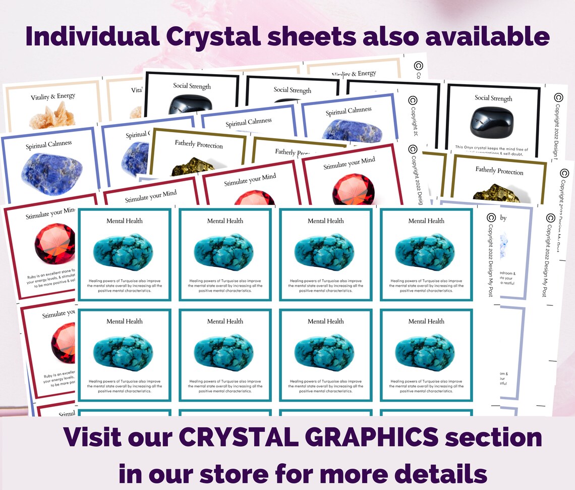Printable Gemstone Cards for Sellers. Print at Home PDF A4 - Etsy UK