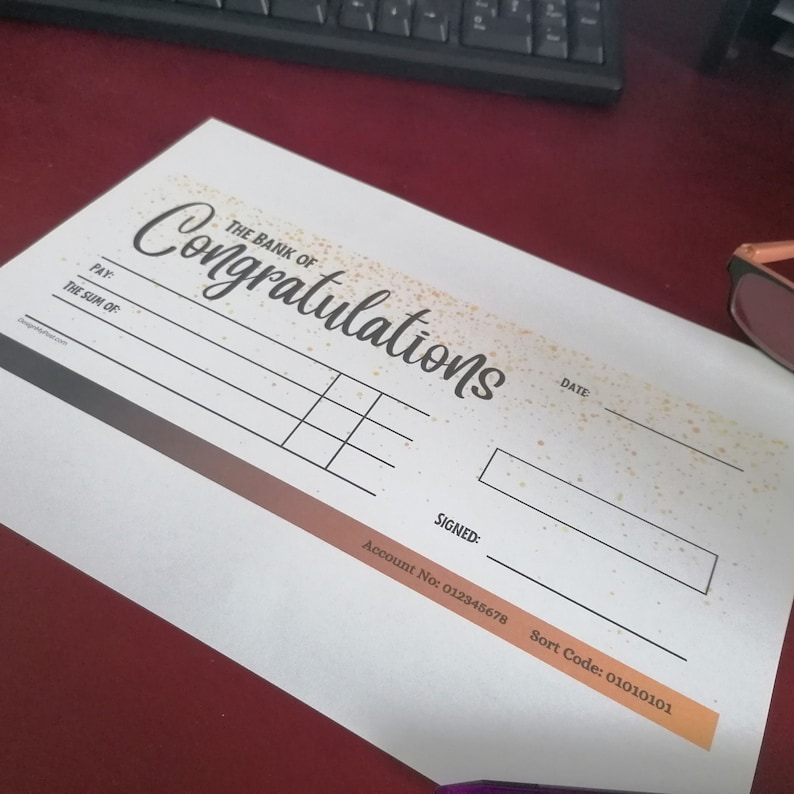 Large Congratulations Cheque. Gifting Blank Cheque Template. Oversized ...