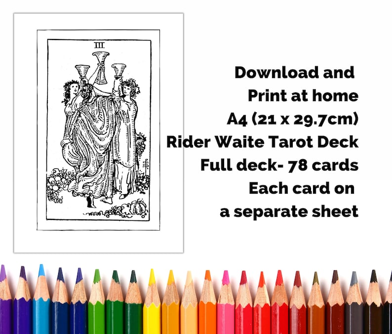 Printable Tarot Deck Colouring Book Journal Pages Adults - Etsy