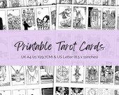 Printable Tarot cards, Black and White Classic Tarot Card Deck  Full Deck 78. Print at home, Tarot journal, Tarot Planner. UK A4 & US Letter