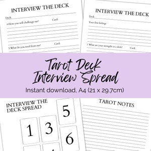 Propagation d'interviews de jeu de tarot imprimable, idéale pour tenir un journal, outil de divination, jeu d'oracle, spiritualité de connexion, pdf téléchargeable