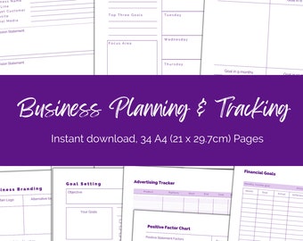Printable Business Planner Bundle: 34-Page Small Business Organizer (A4 PDF)