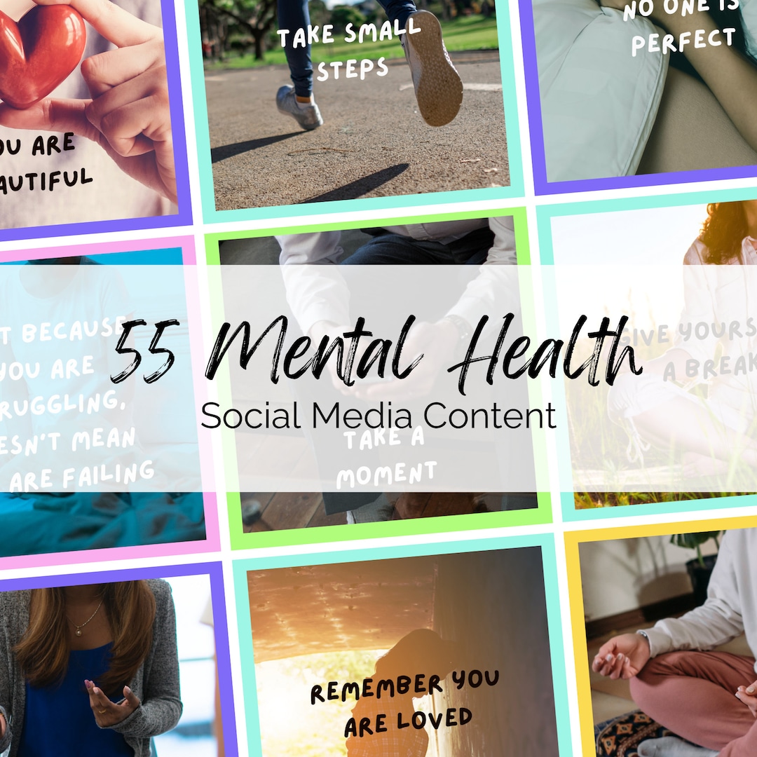 Mental Health Instagram Template: 55 Pastel Social Media Posts (digital ...