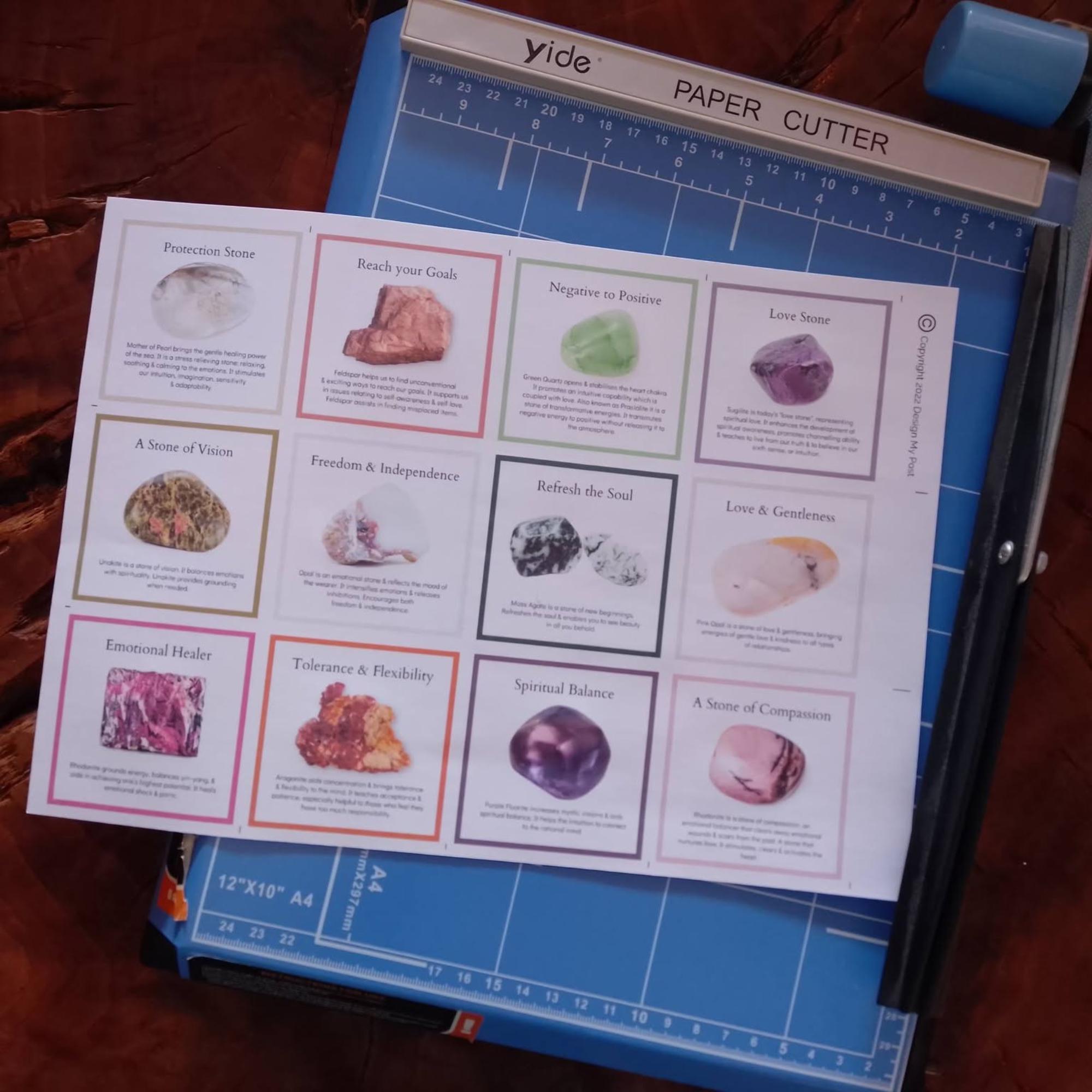 Crystal Harmony ハガキ Printable Crystal Properties Cards: 48 Gemstone Information Cards
