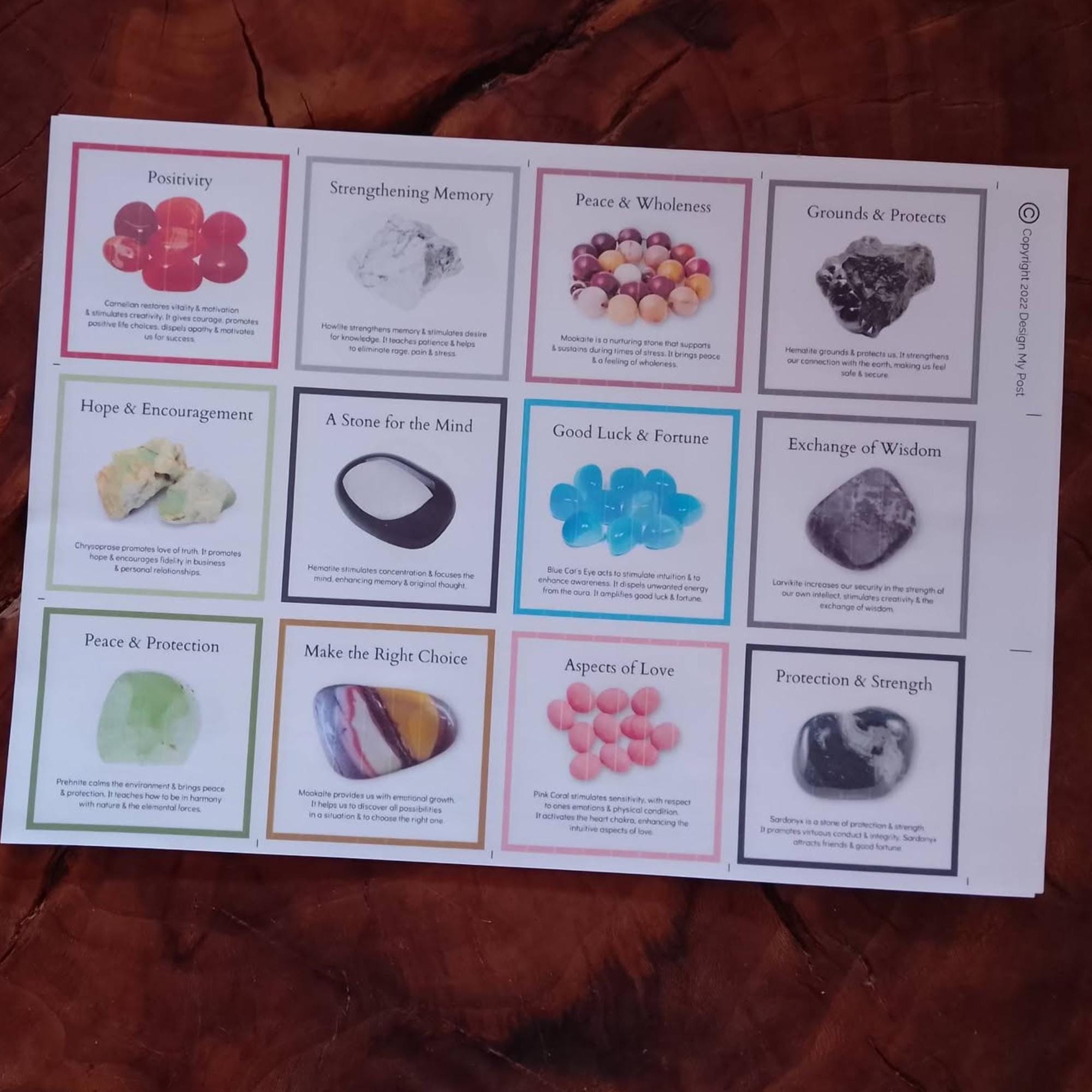 Printable Crystal Properties Cards: 48 Gemstone Information Cards