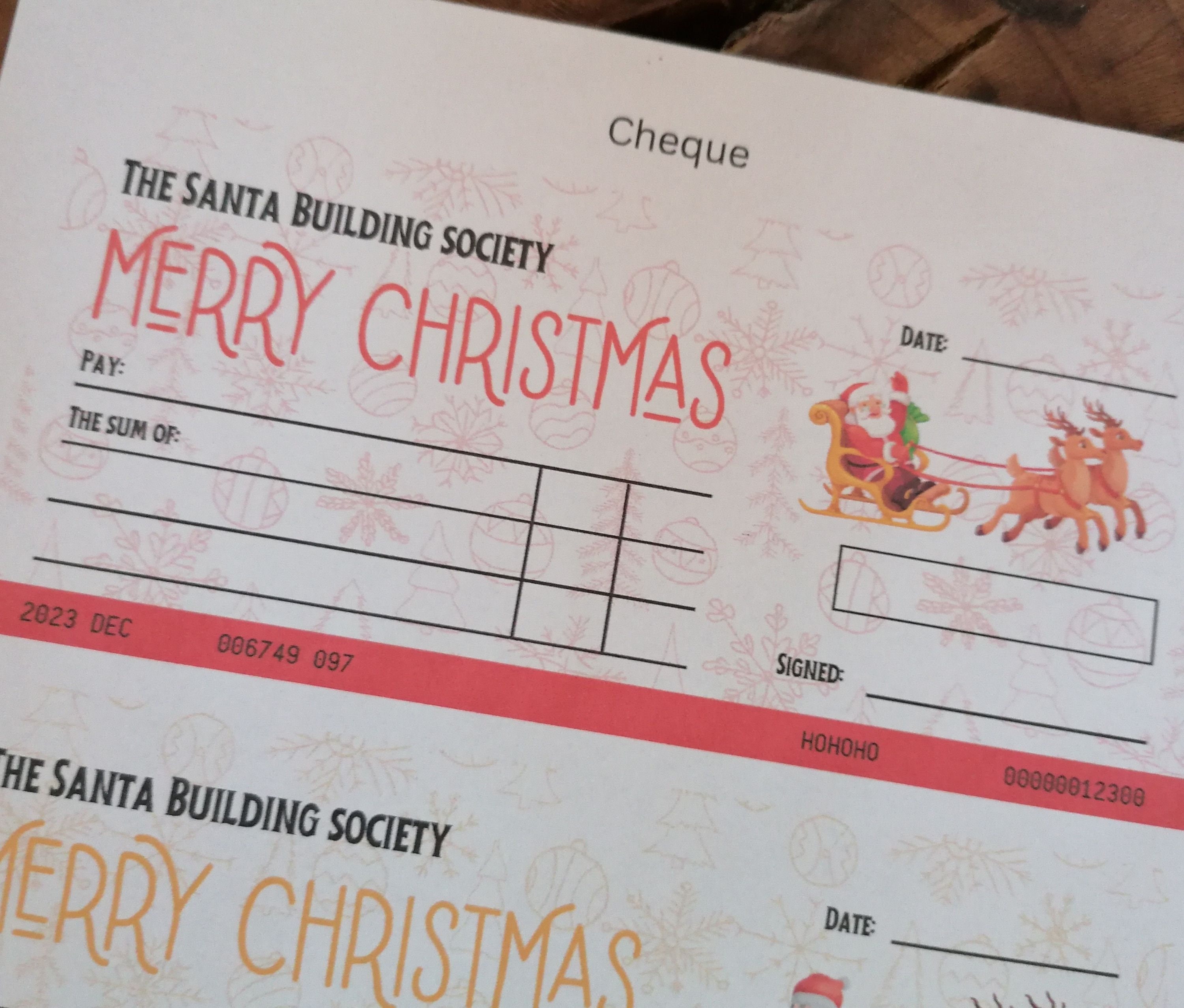 Christmas Blank Cheque, Bankers Draft. Downloadable Printable Xmas ...