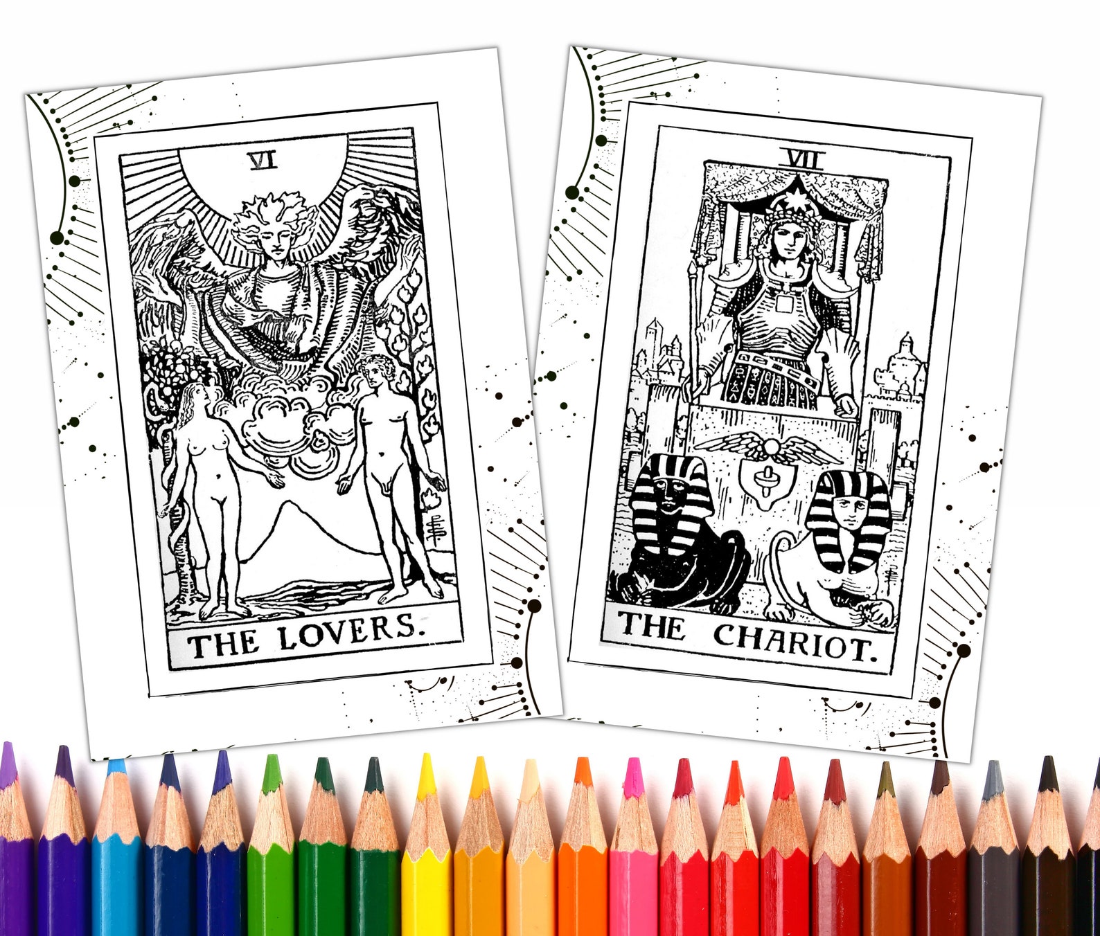 Tarot Journal pages Adult coloring book The Majors Rider | Etsy